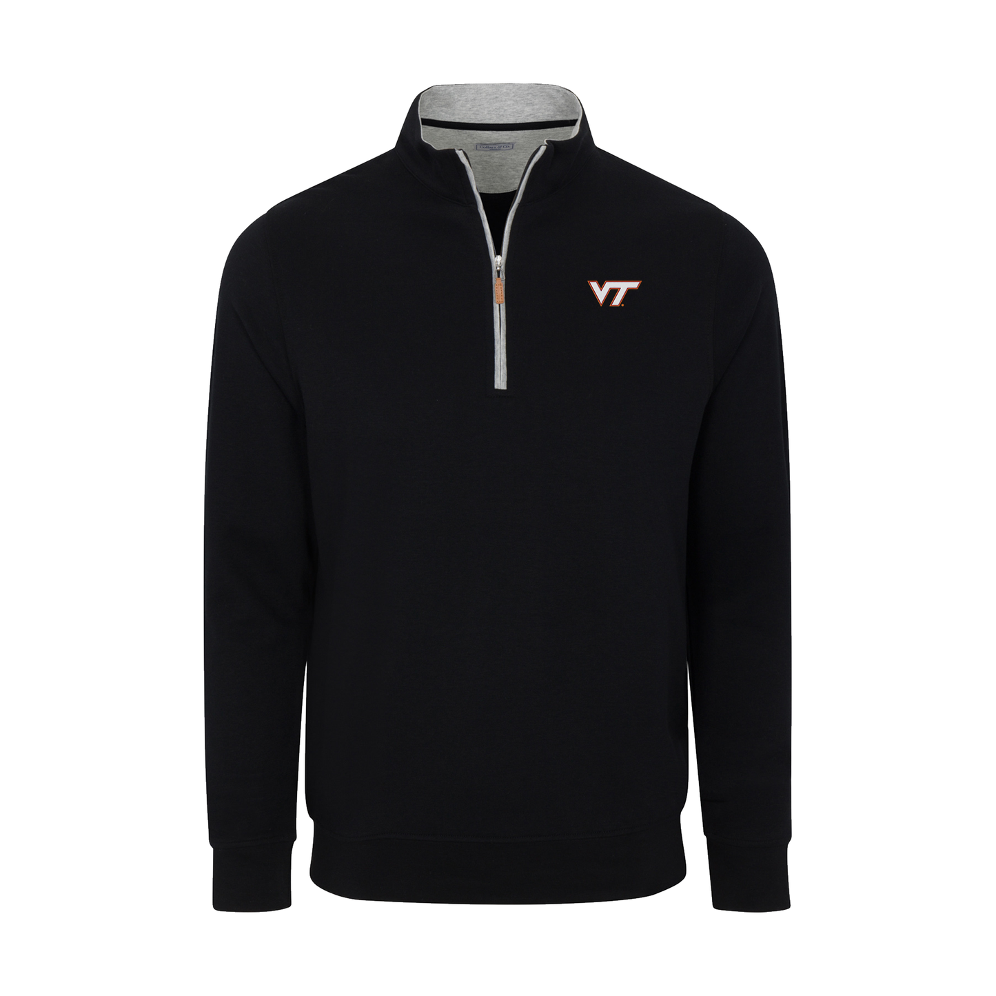 Virginia Tech Heather Cloud Cotton Quarter Zip Pullover Black with Light Grey Trim
