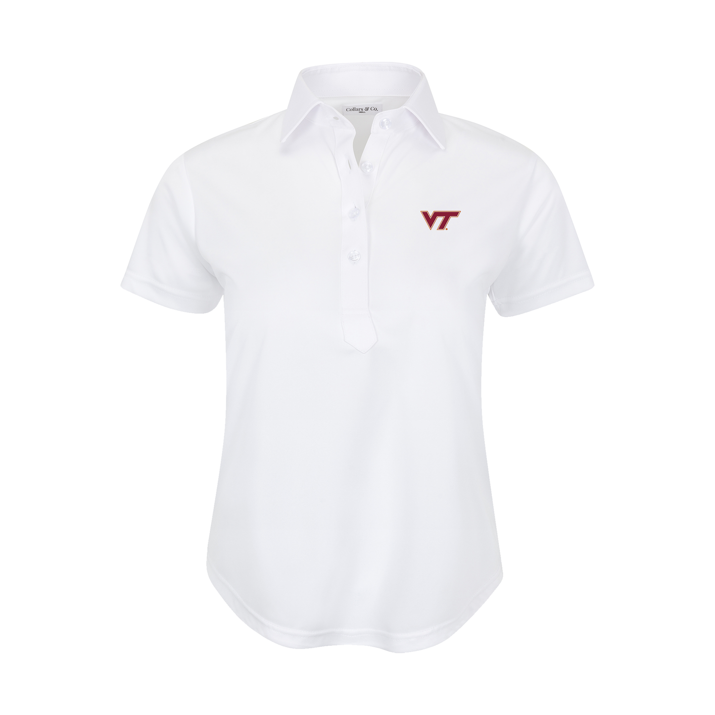Virginia Tech Women's Cap Sleeve Semi Spread Polo White