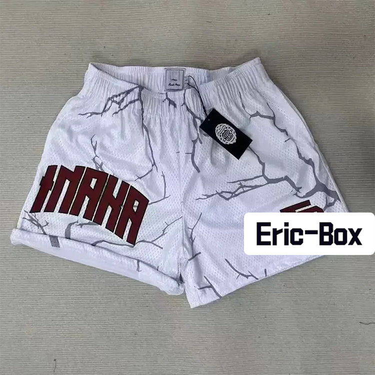 Lightning White Mesh Shorts