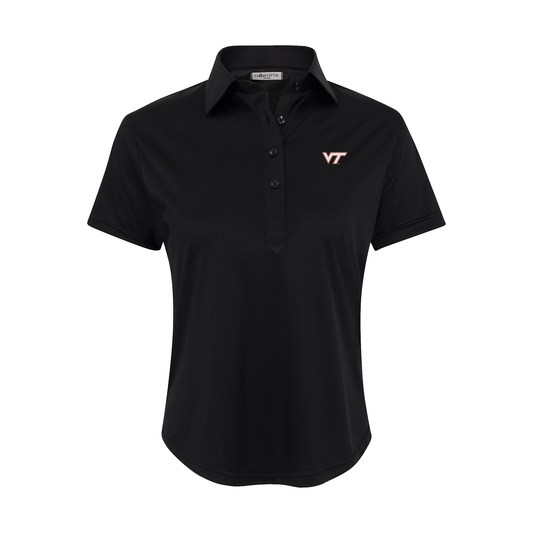 Virginia Tech Women's Cap Sleeve Semi Spread Polo Black