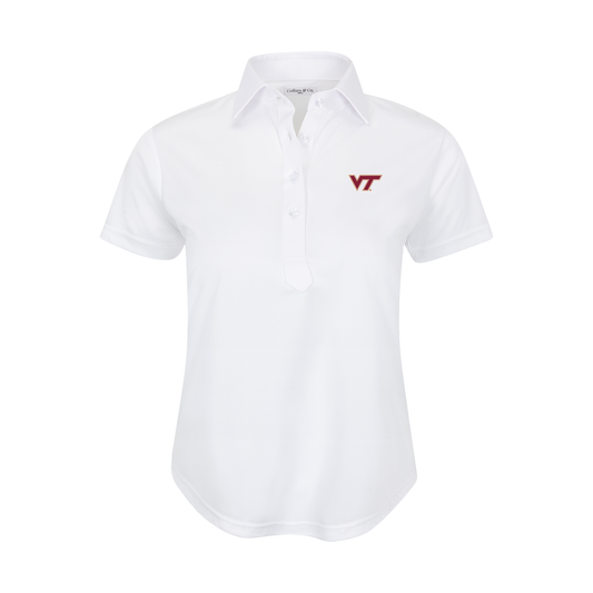 Virginia Tech Women's Cap Sleeve Semi Spread Polo White