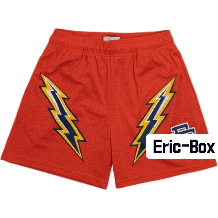 Orange Lightning Mesh Shorts